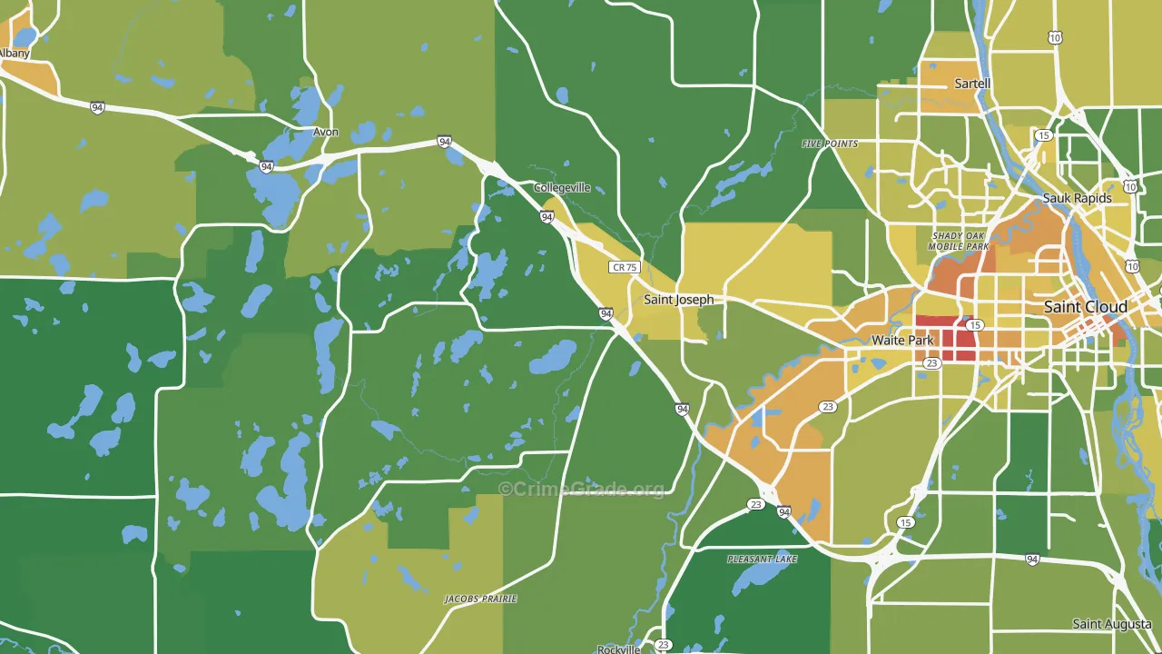 Stearns County, MN Map of Drug-Related Crime Rates