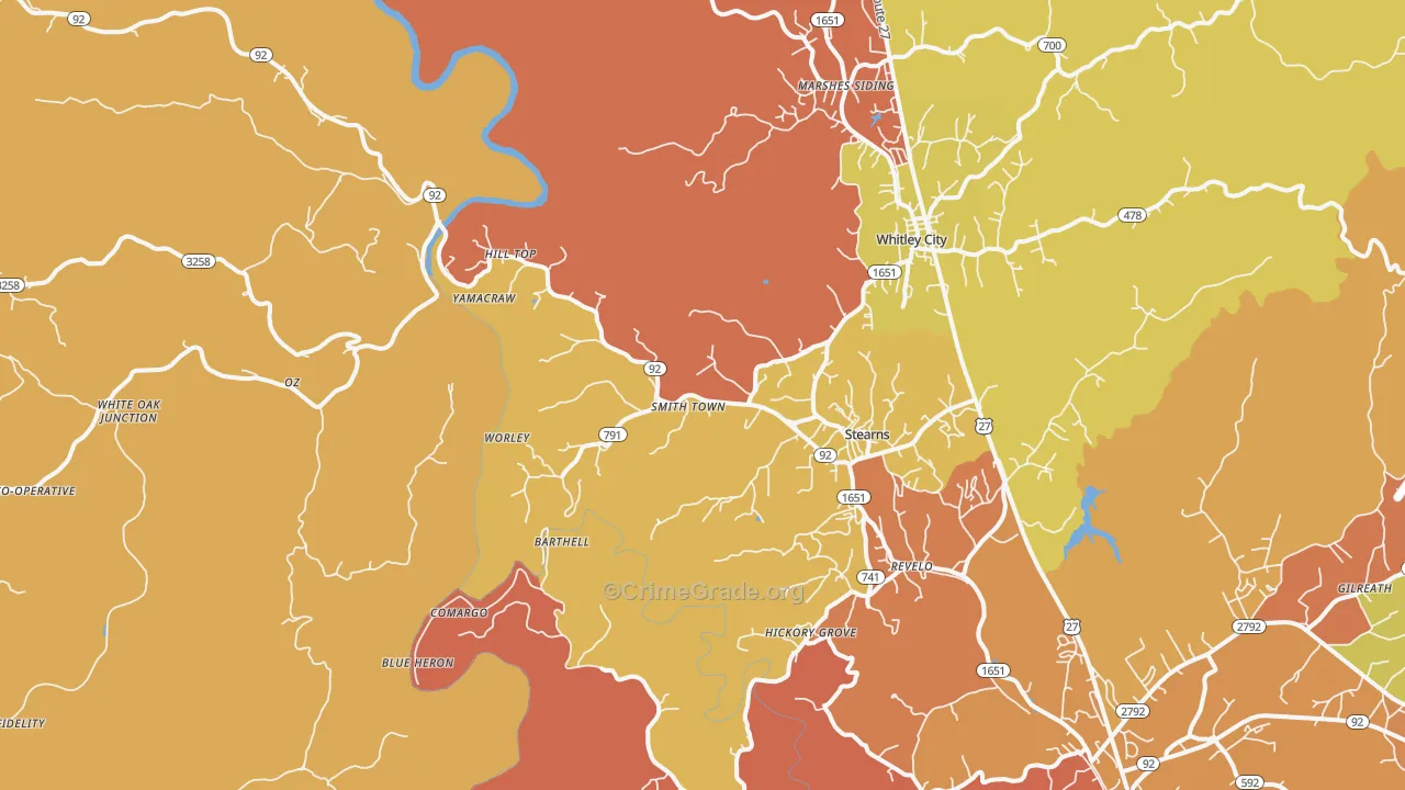 Stearns, KY Map of Drug-Related Crime Rates
