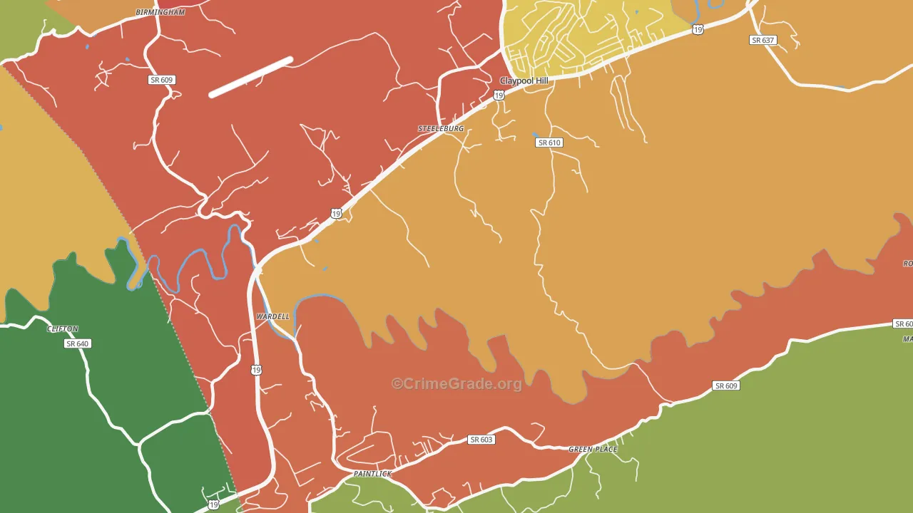 Steeleburg, VA Map of Drug-Related Crime Rates