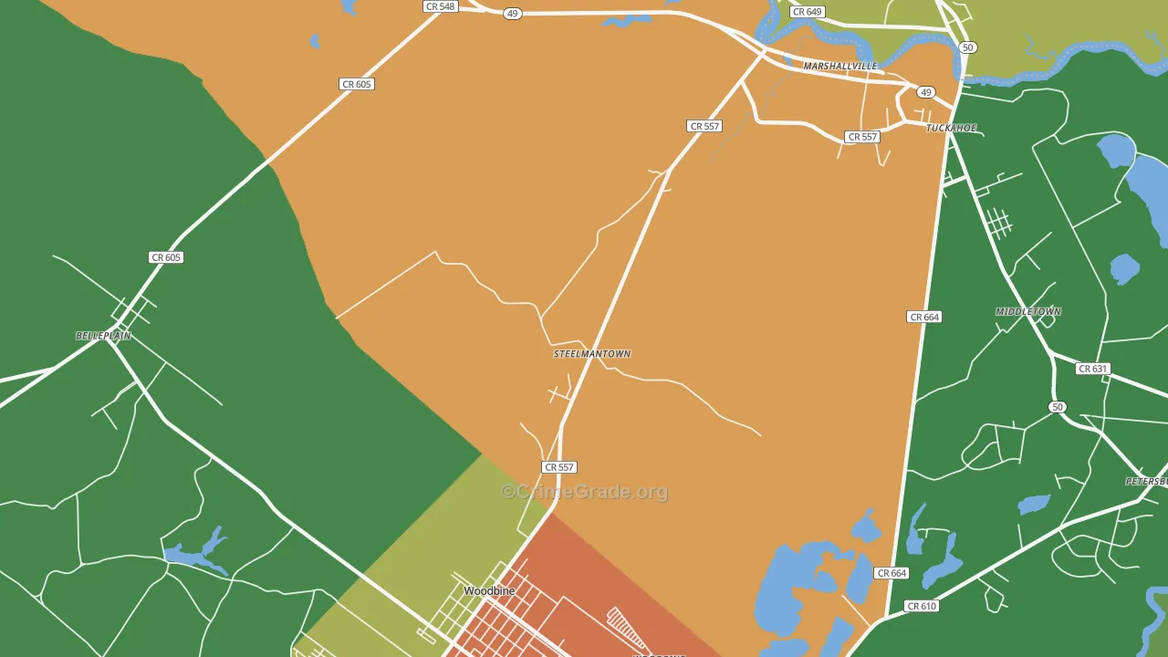 Steelmantown, NJ Map of Drug-Related Crime Rates