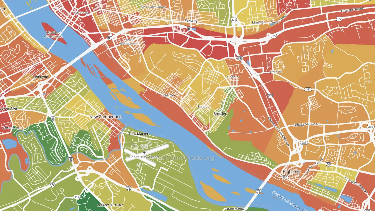 Steelton, PA Map of Drug-Related Crime Rates