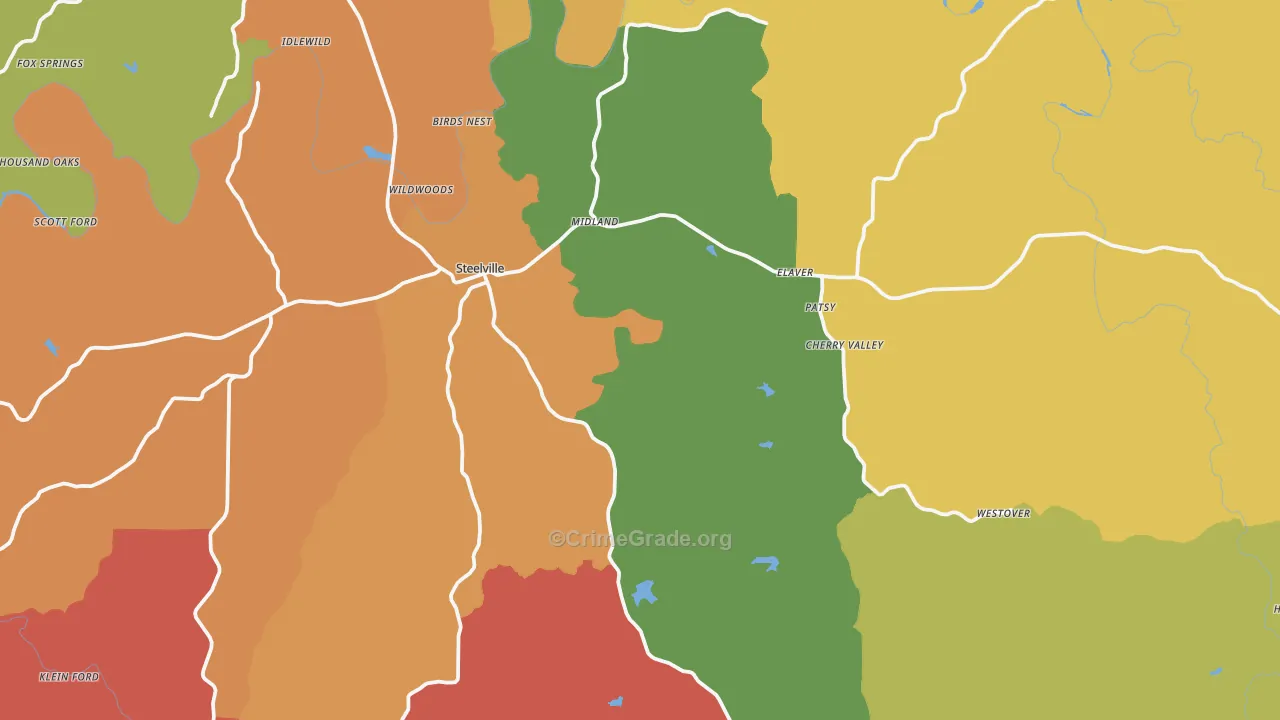 Steelville, MO Map of Drug-Related Crime Rates
