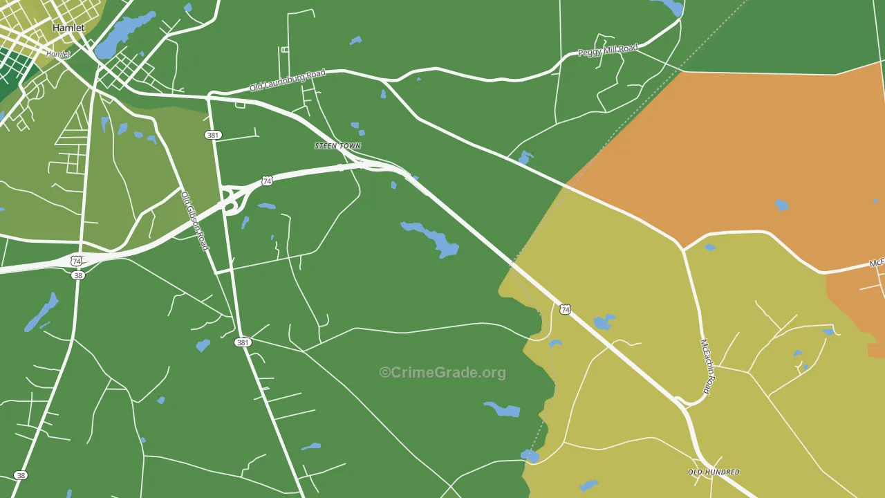 Steen Town, NC Map of Drug-Related Crime Rates