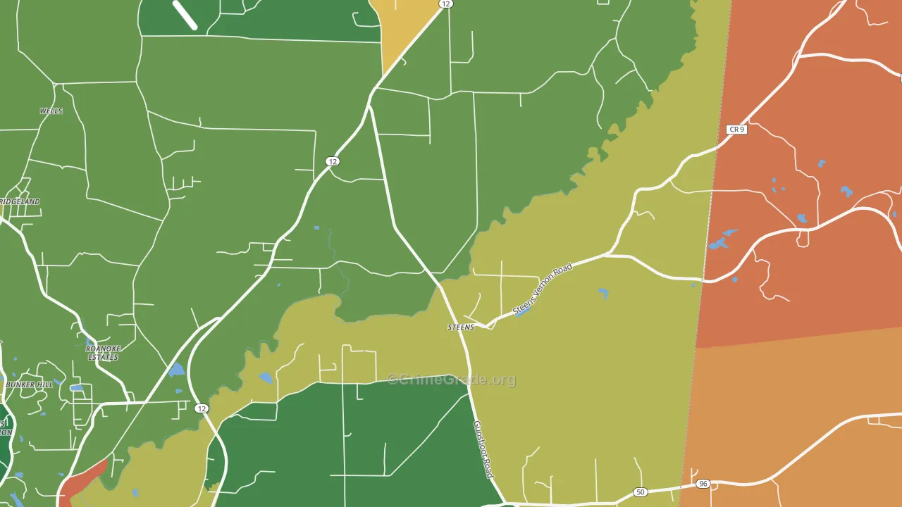 Steens, MS Map of Drug-Related Crime Rates