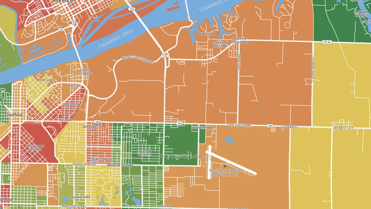 Steenson Hollow, AL Map of Drug-Related Crime Rates