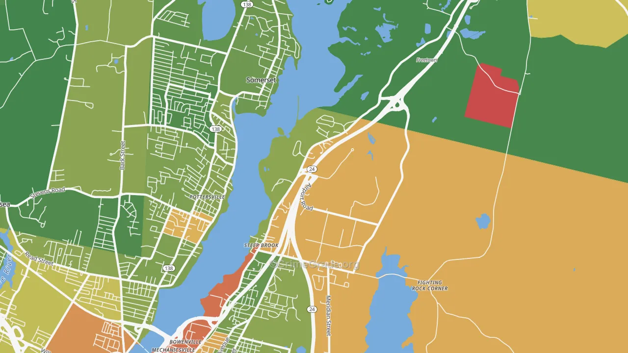 Steep Brook, Fall River, MA Map of Drug-Related Crime Rates