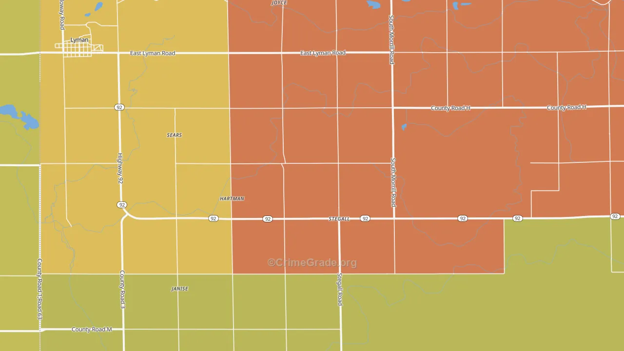 Stegall, NE Map of Drug-Related Crime Rates