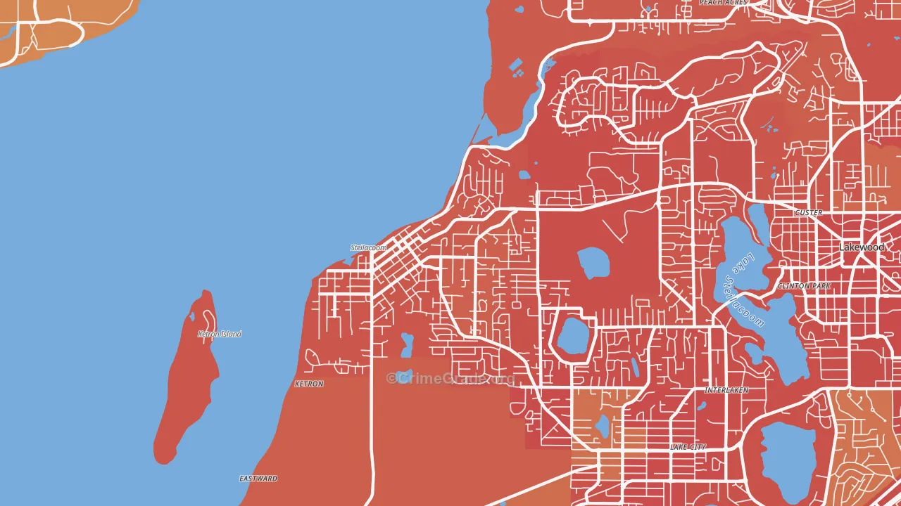 Steilacoom, WA Map of Drug-Related Crime Rates