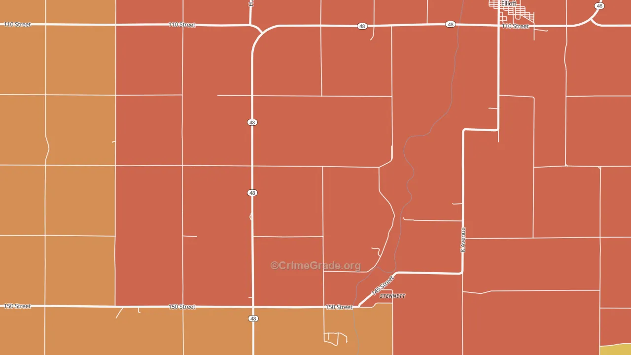 Stennett, IA Map of Drug-Related Crime Rates