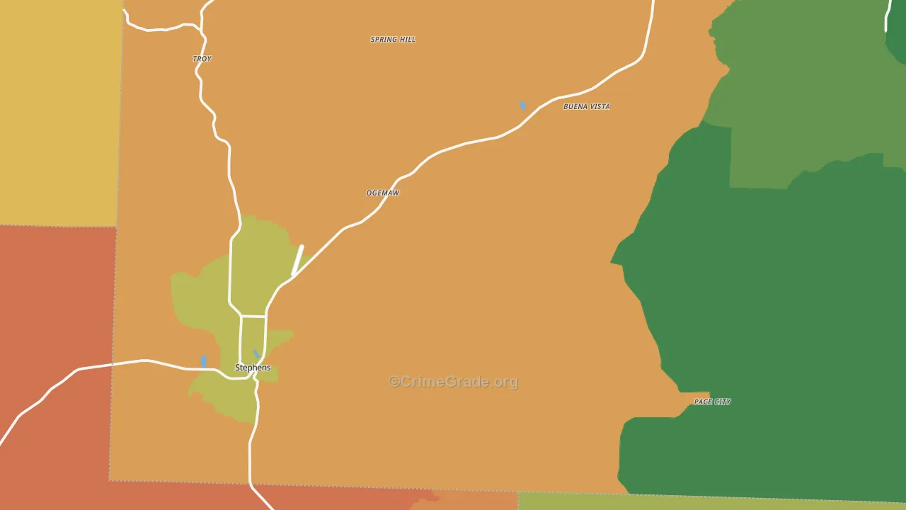 Stephens, AR Map of Drug-Related Crime Rates