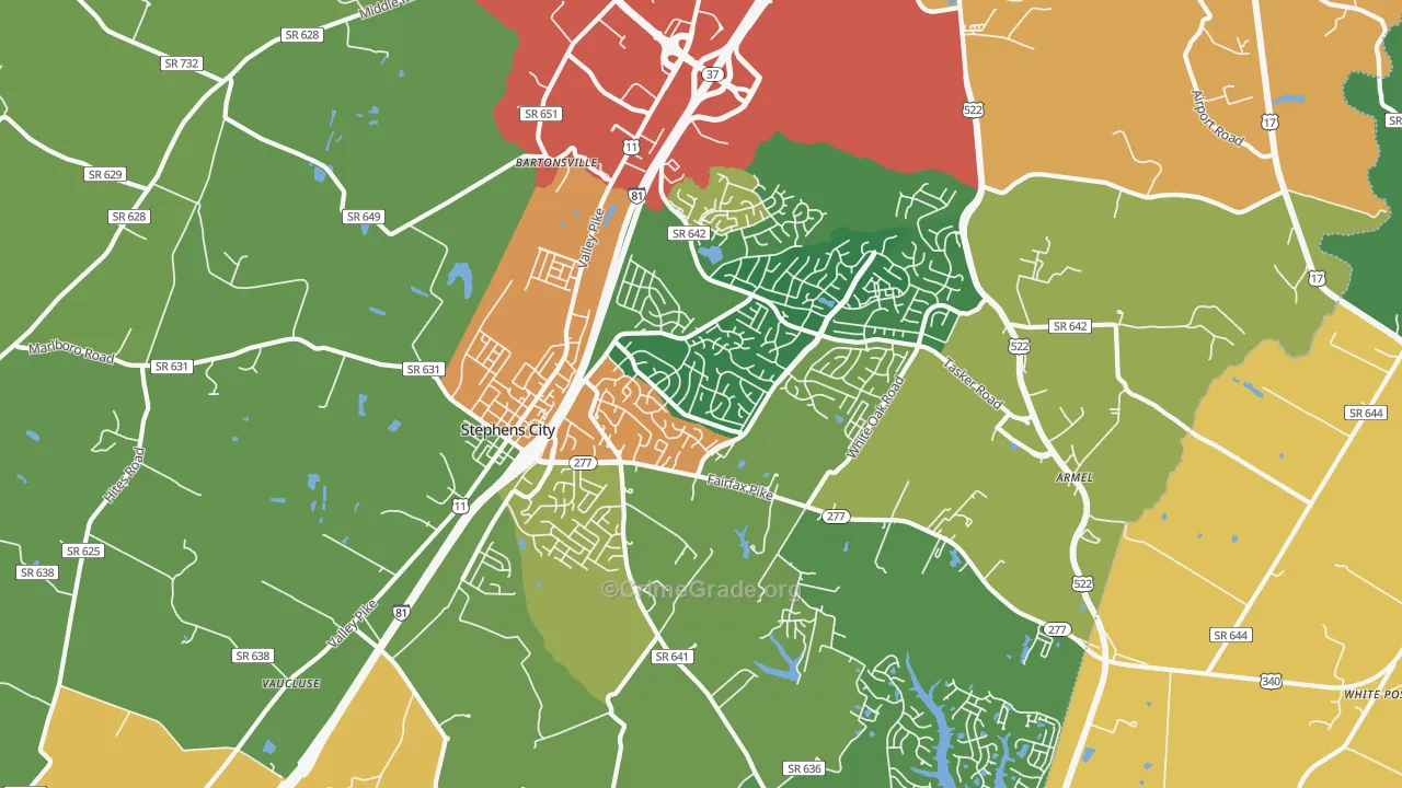 Stephens City, VA Map of Drug-Related Crime Rates