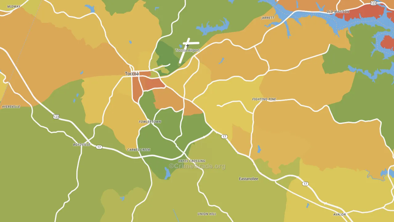 Stephens County, GA Map of Drug-Related Crime Rates