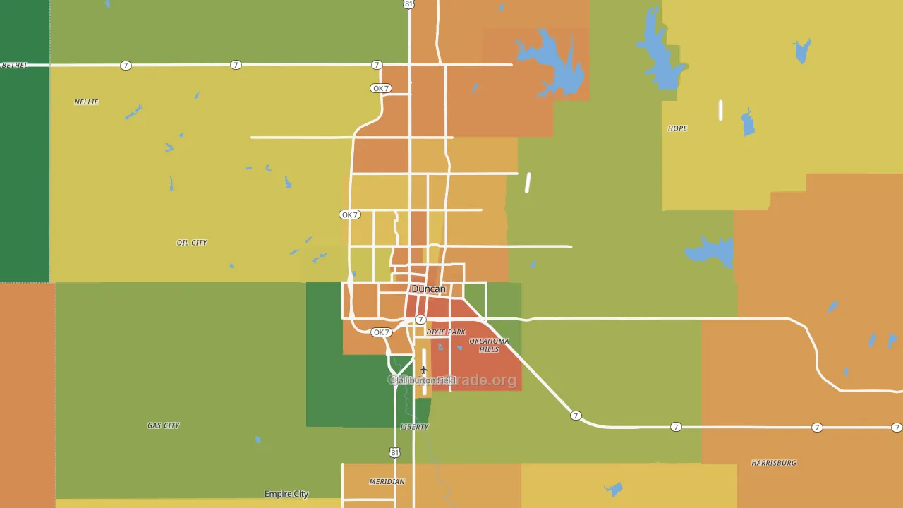 Stephens County, OK Map of Drug-Related Crime Rates