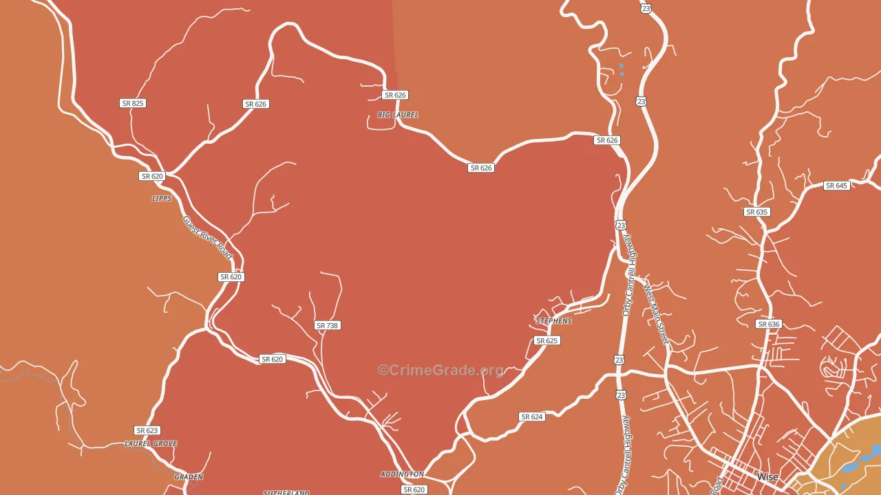 Stephens, VA Map of Drug-Related Crime Rates