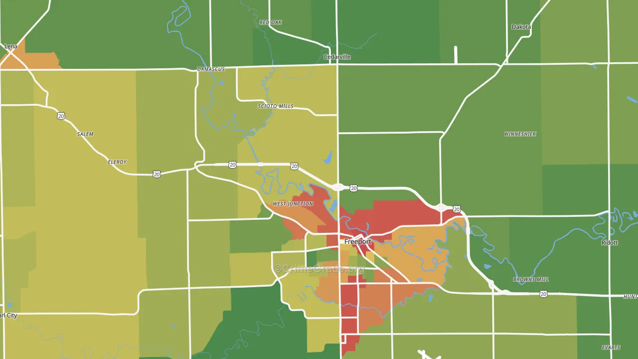 Stephenson County, IL Map of Drug-Related Crime Rates
