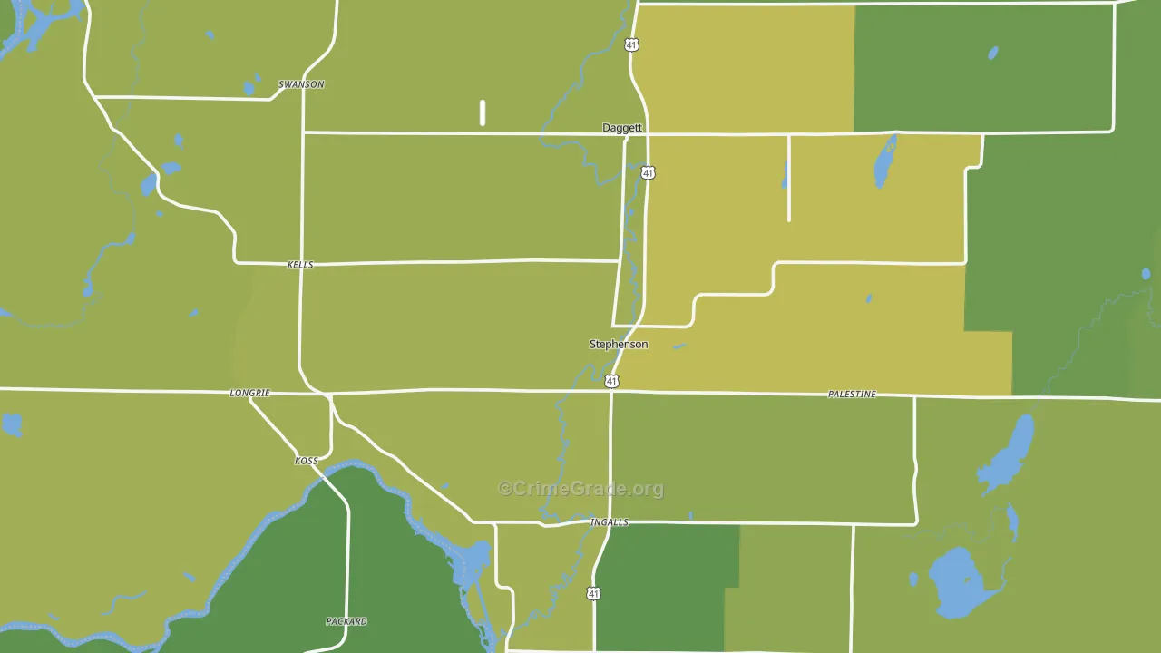 Stephenson, MI Map of Drug-Related Crime Rates