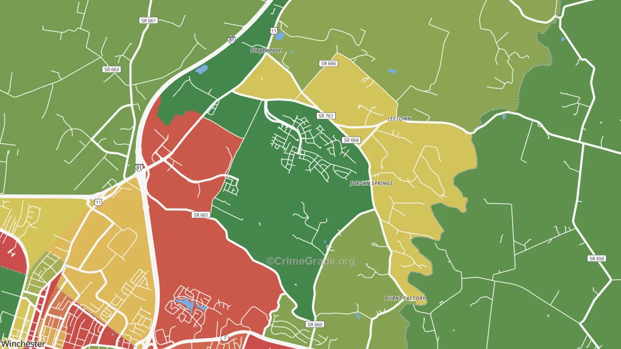 Stephenson, VA Map of Drug-Related Crime Rates