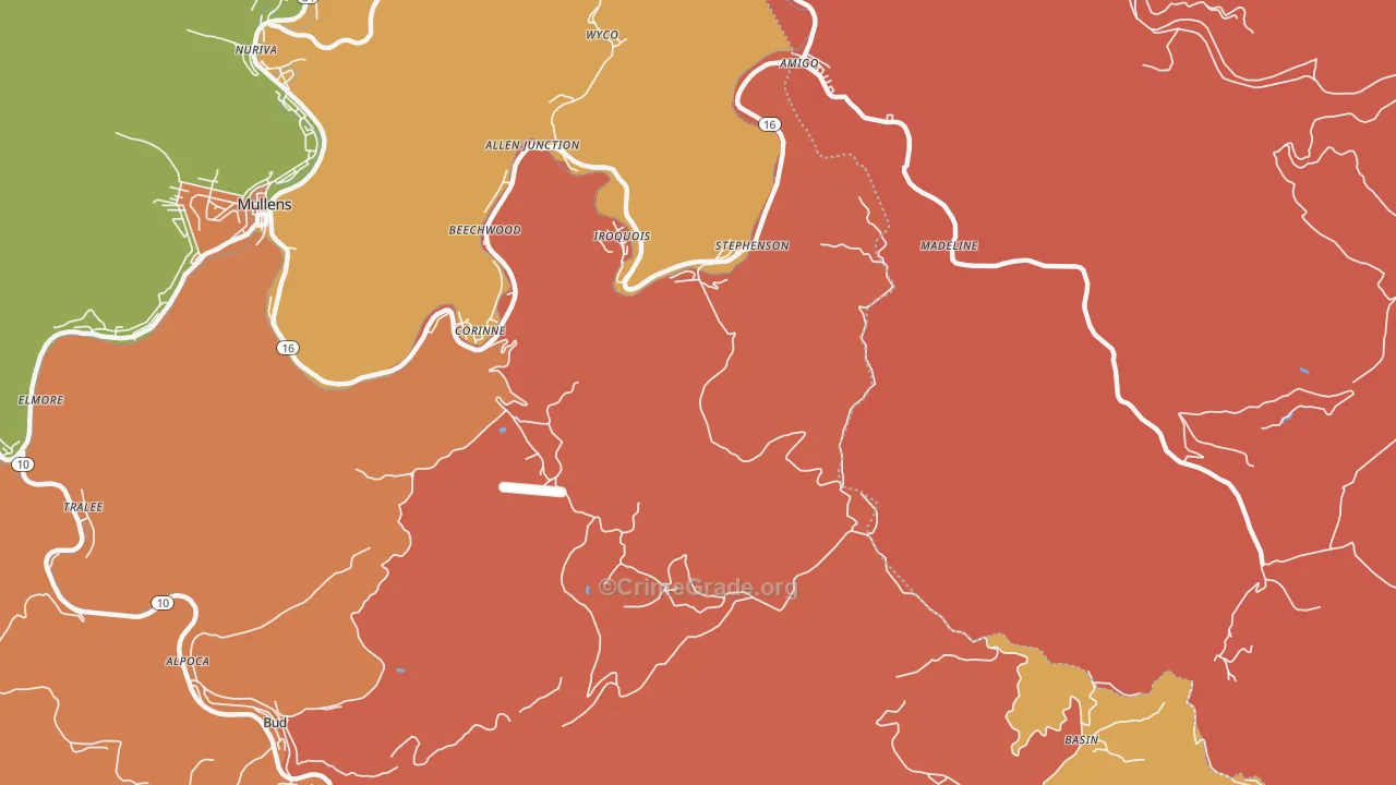 Stephenson, WV Map of Drug-Related Crime Rates