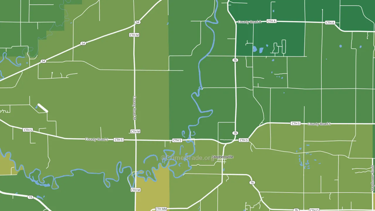Stephensville, WI Map of Drug-Related Crime Rates