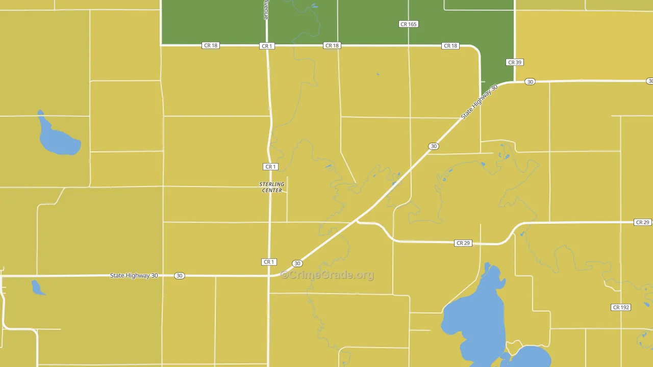 Sterling Center, MN Map of Drug-Related Crime Rates