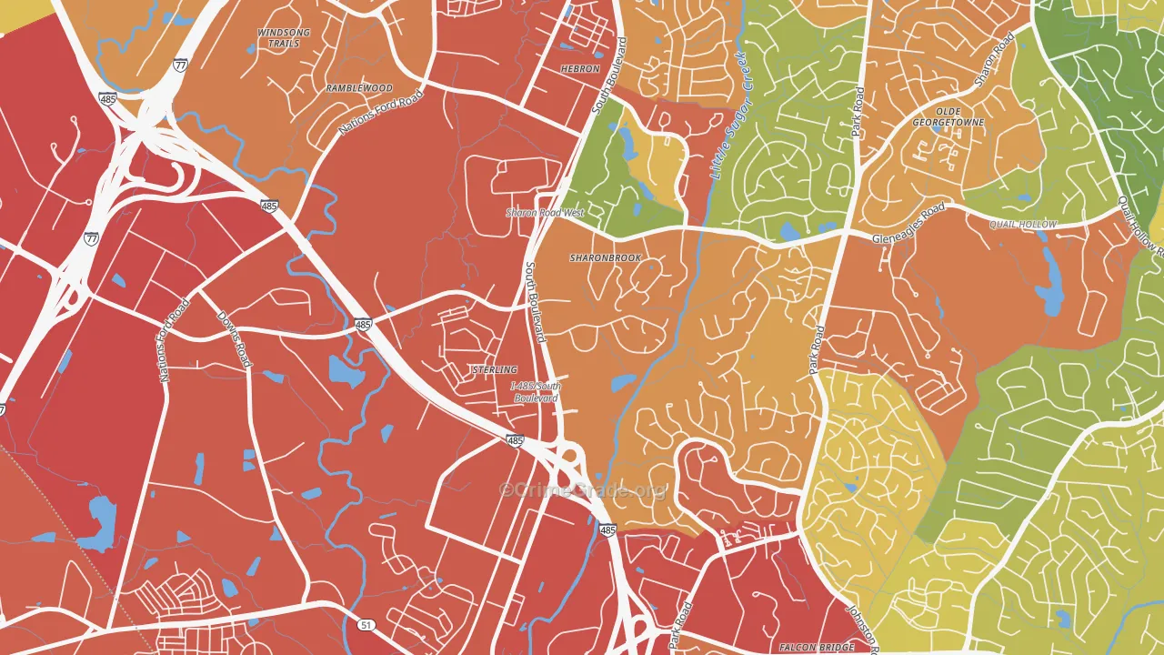 Sterling, Charlotte, NC Map of Drug-Related Crime Rates
