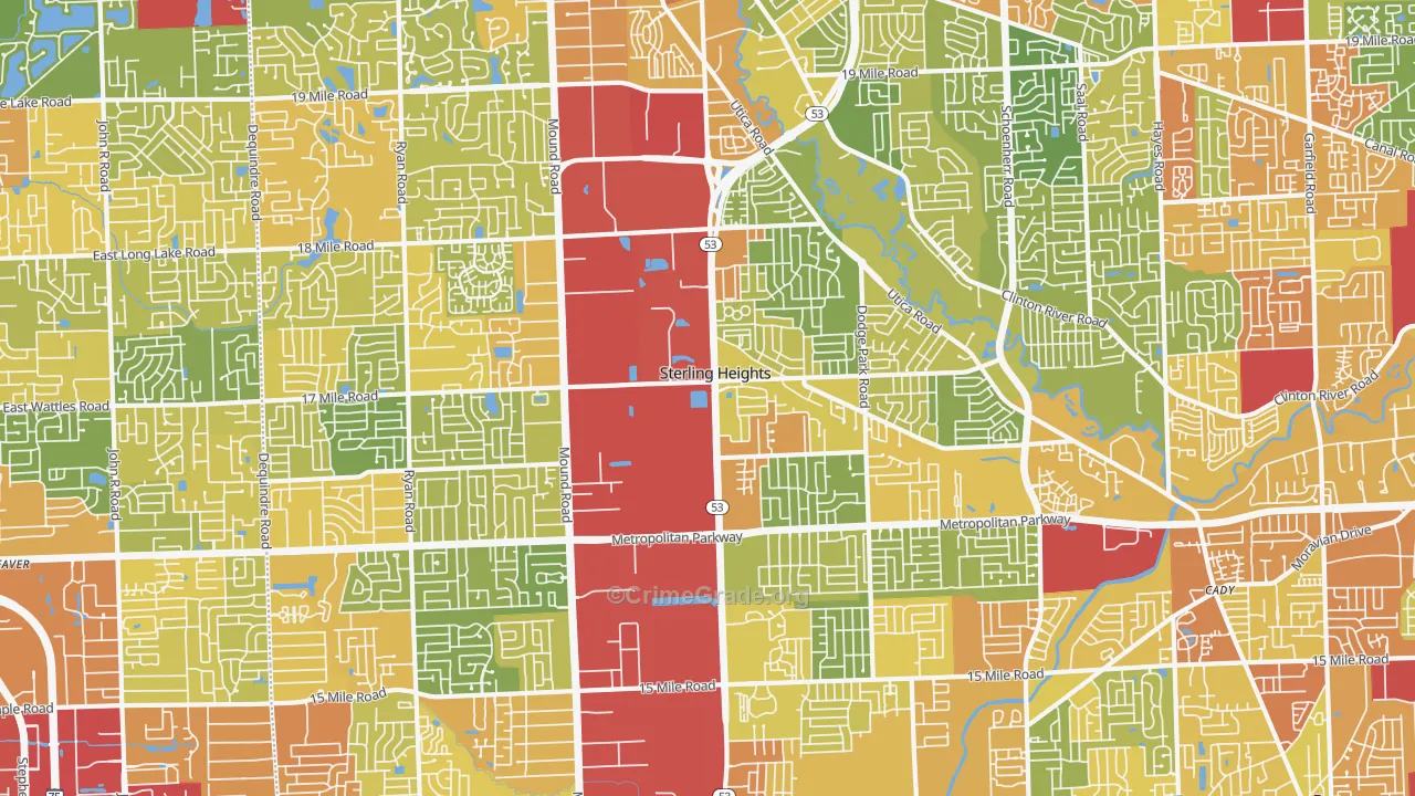 Sterling Heights, MI Map of Drug-Related Crime Rates
