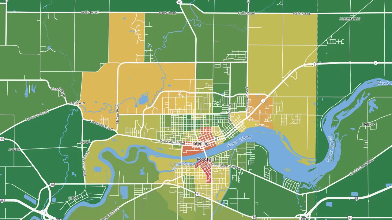 Sterling, IL Map of Drug-Related Crime Rates