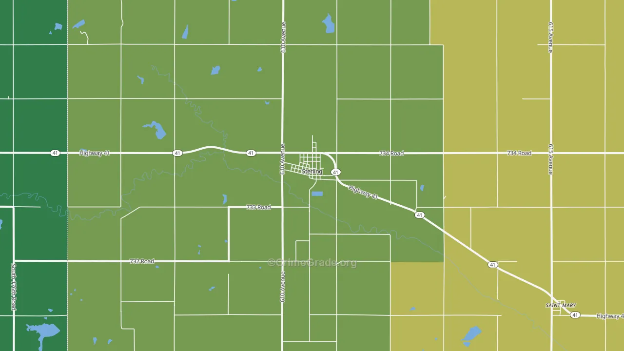 Sterling, NE Map of Drug-Related Crime Rates