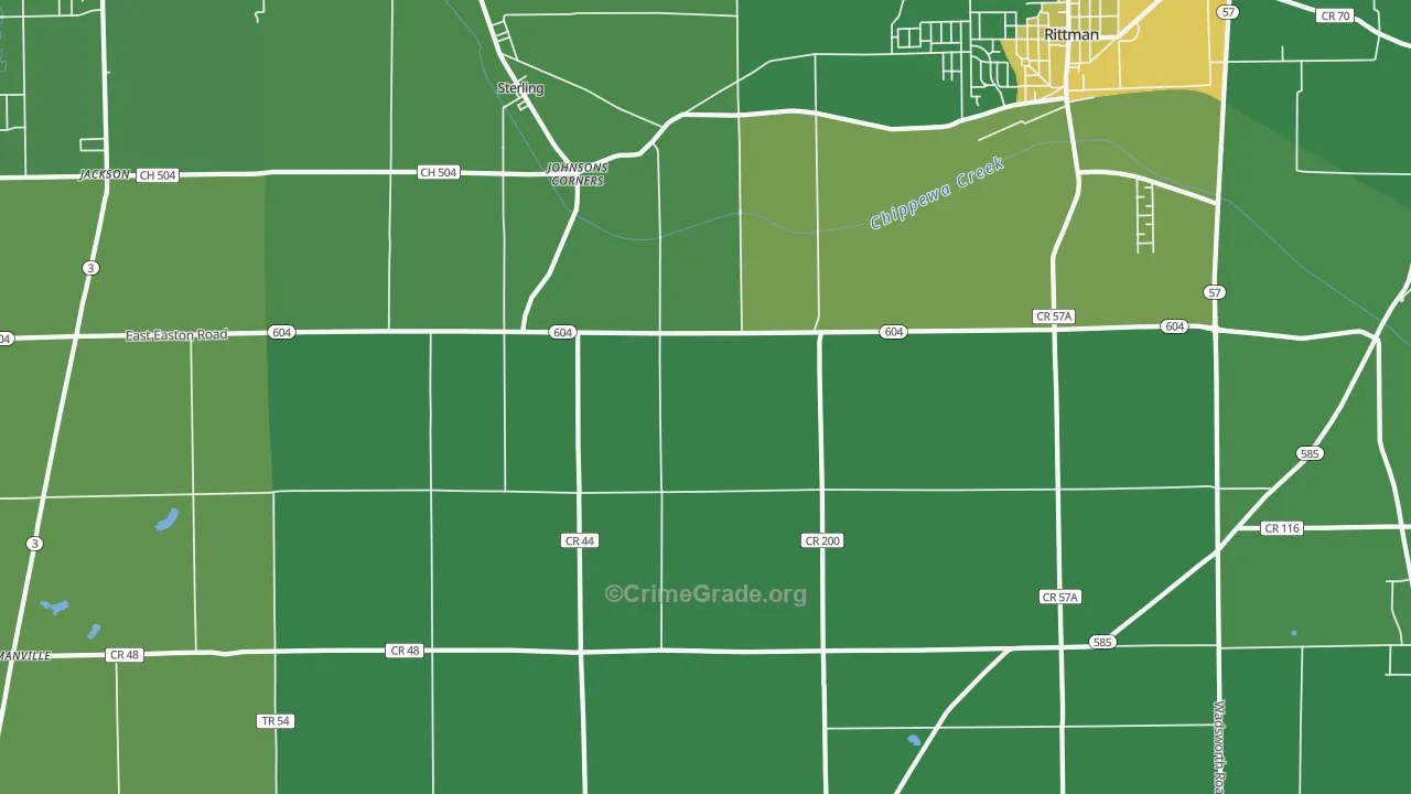 Sterling, OH Map of Drug-Related Crime Rates