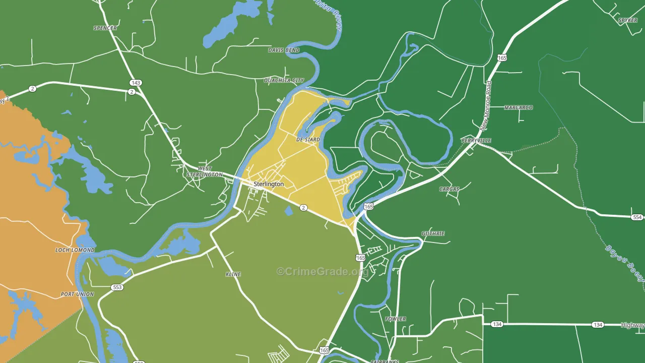 Sterlington, LA Map of Drug-Related Crime Rates