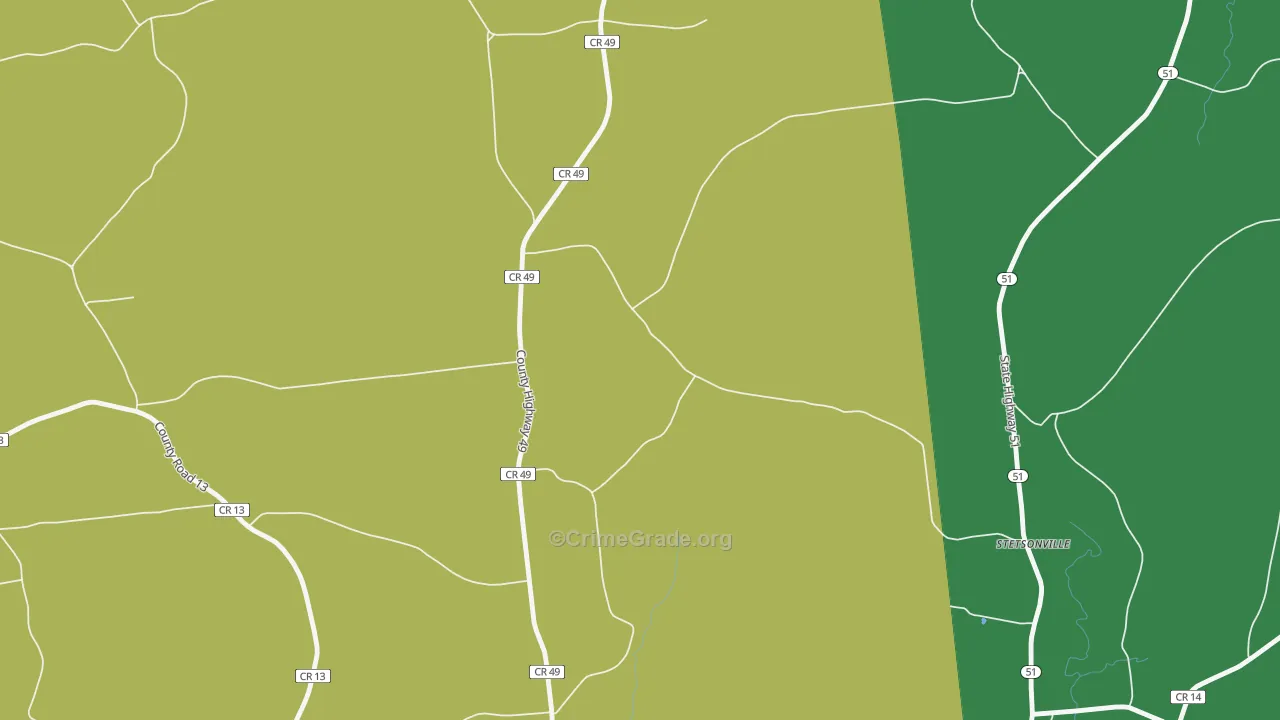 Stetsonville, NY Map of Drug-Related Crime Rates