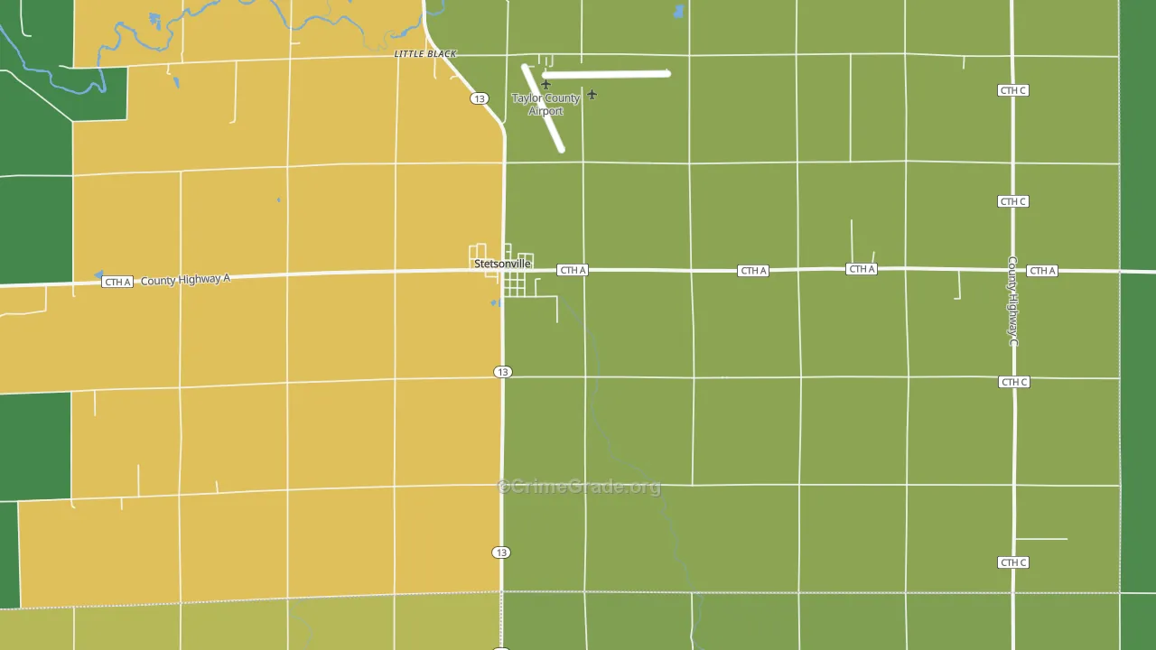 Stetsonville, WI Map of Drug-Related Crime Rates