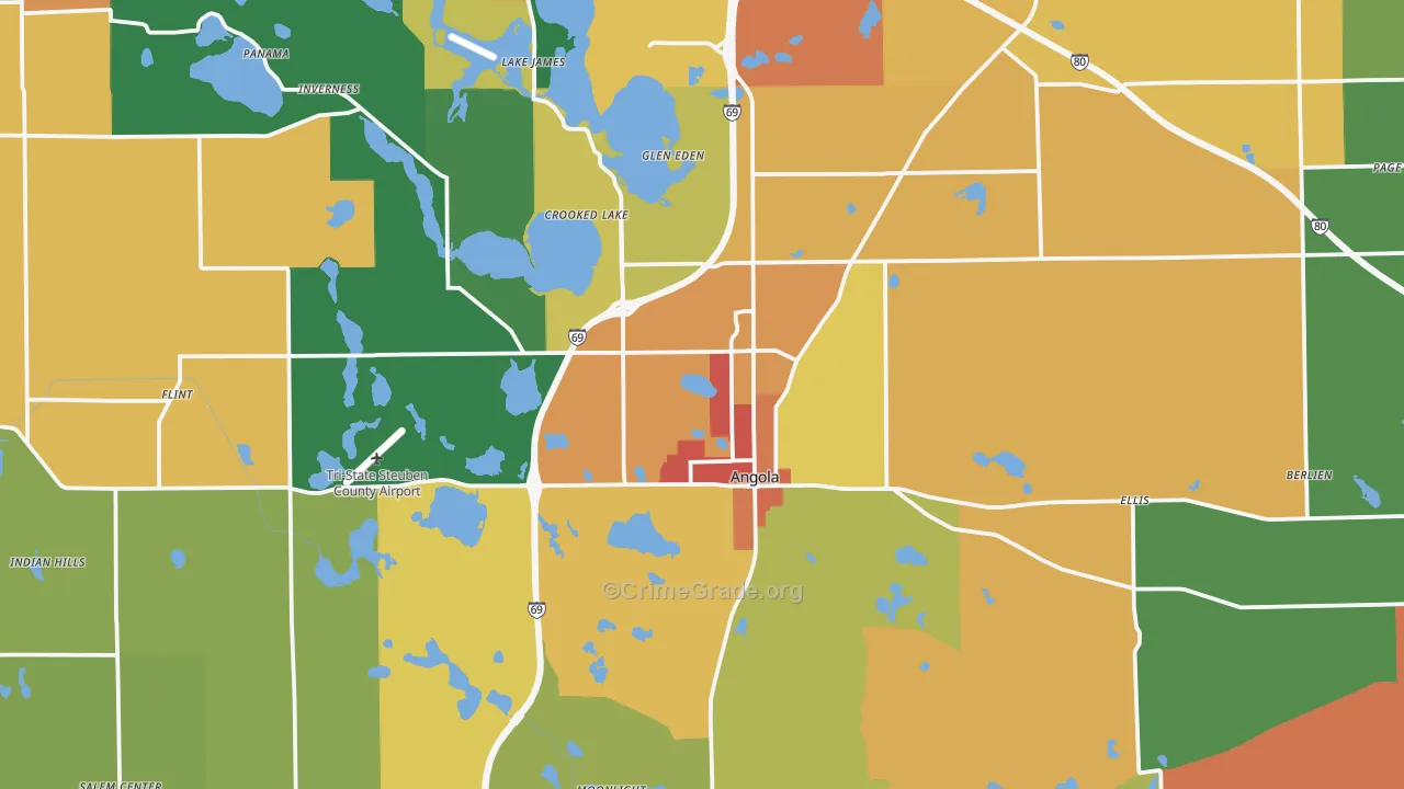 Steuben County, IN Map of Drug-Related Crime Rates