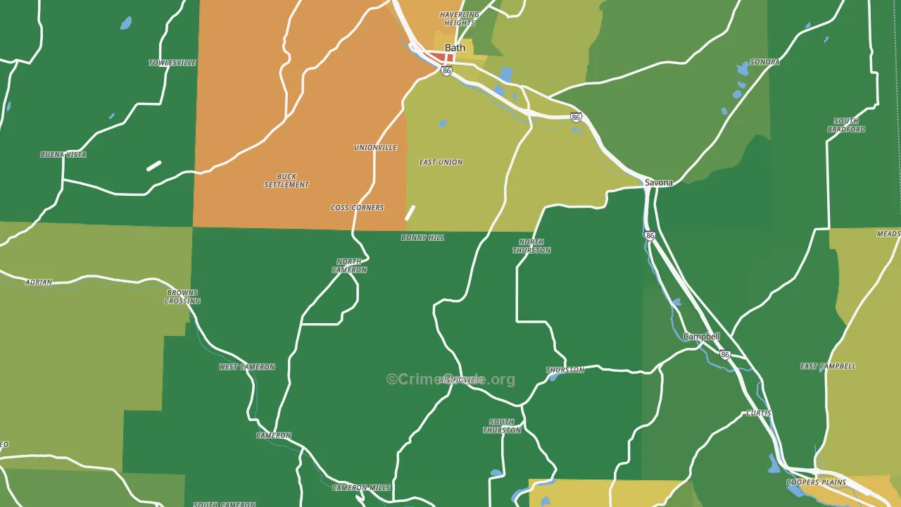 Steuben County, NY Map of Drug-Related Crime Rates