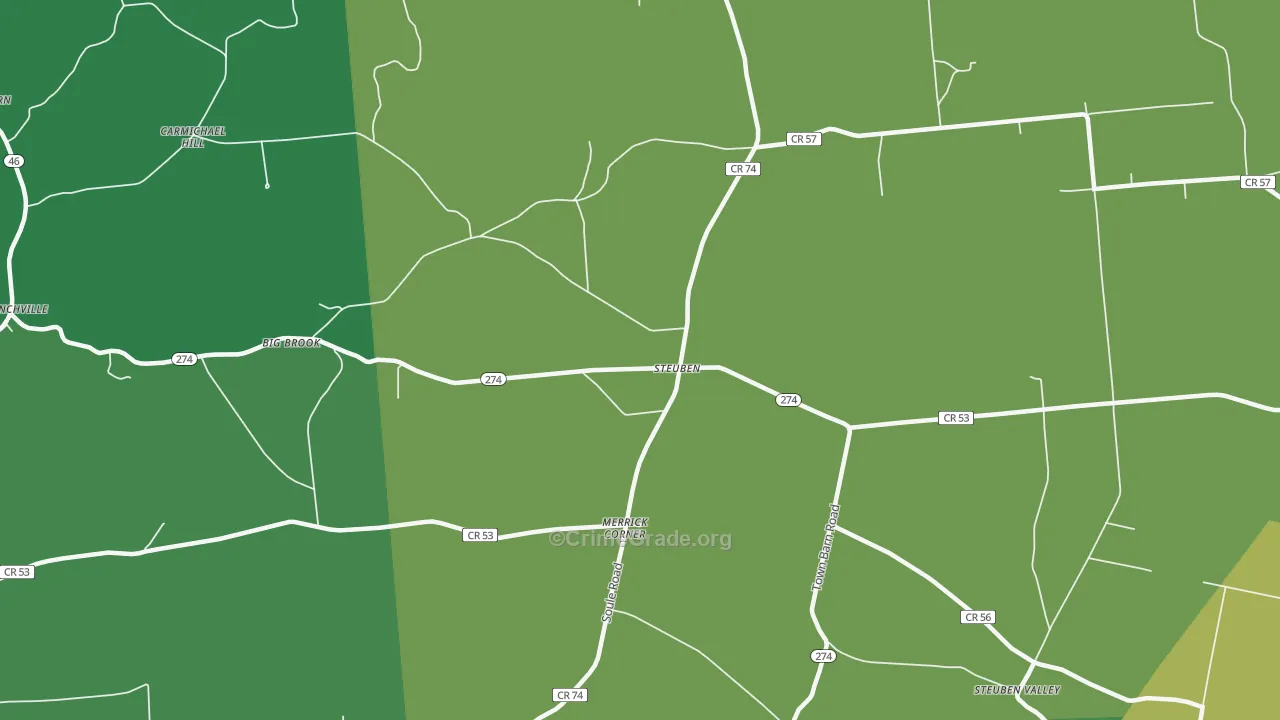 Steuben, NY Map of Drug-Related Crime Rates