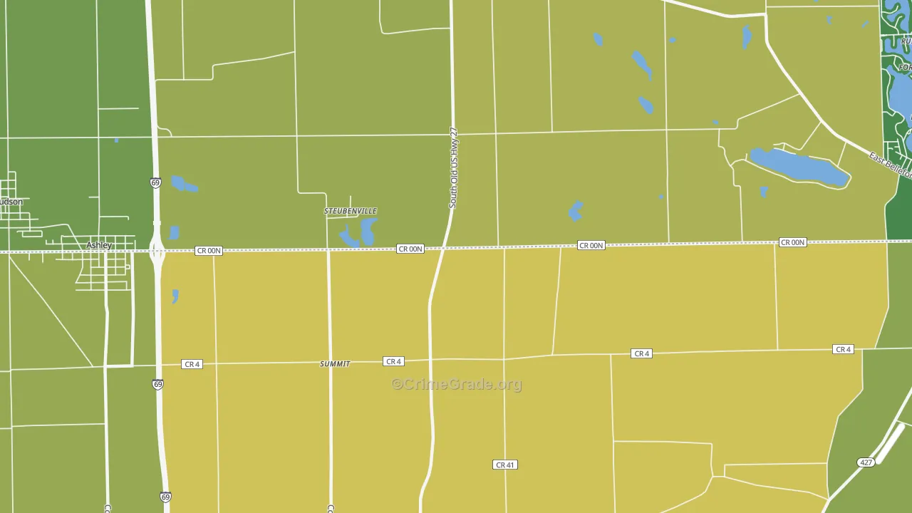 Steubenville, IN Map of Drug-Related Crime Rates