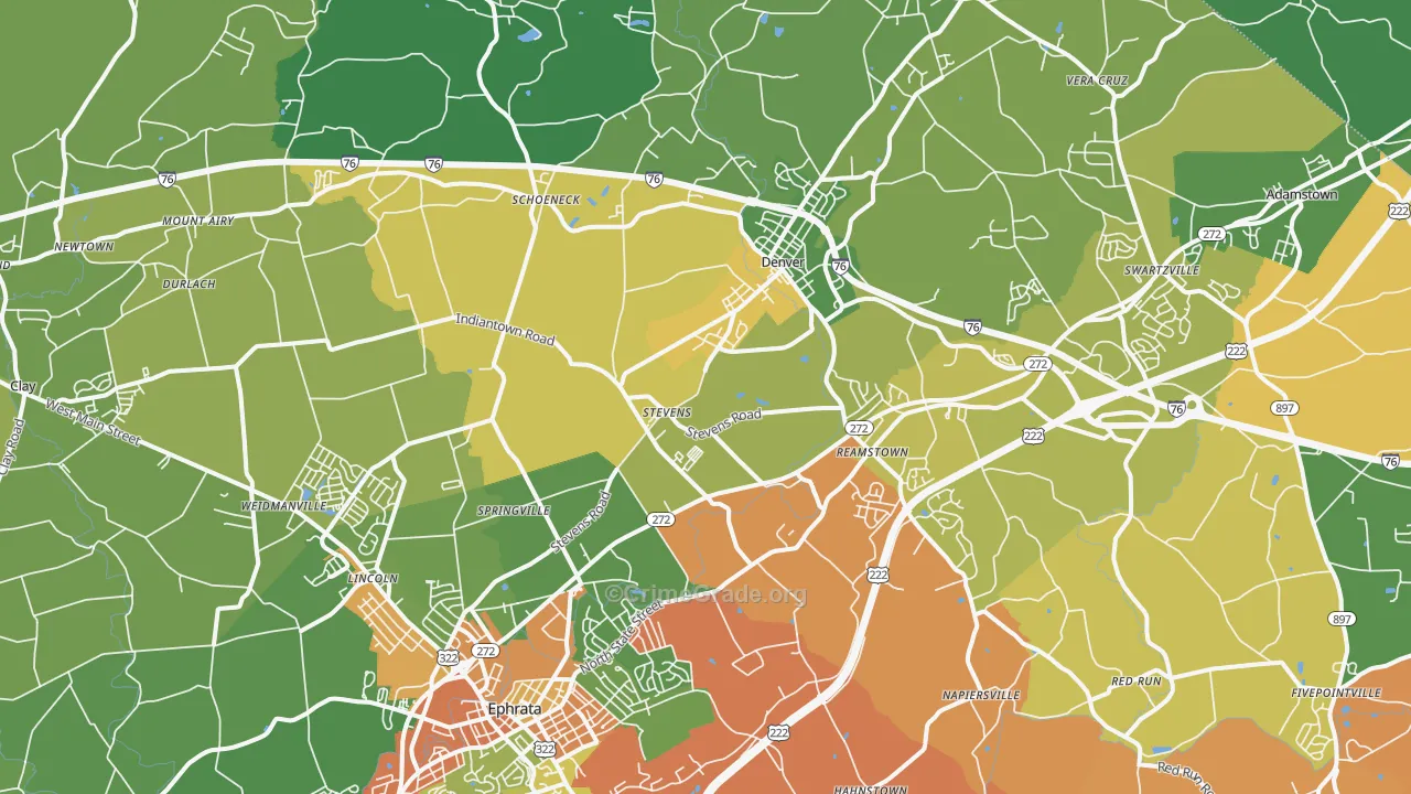 Stevens, PA Map of Drug-Related Crime Rates