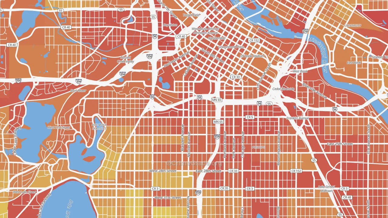Stevens Square, Minneapolis, MN Map of Drug-Related Crime Rates