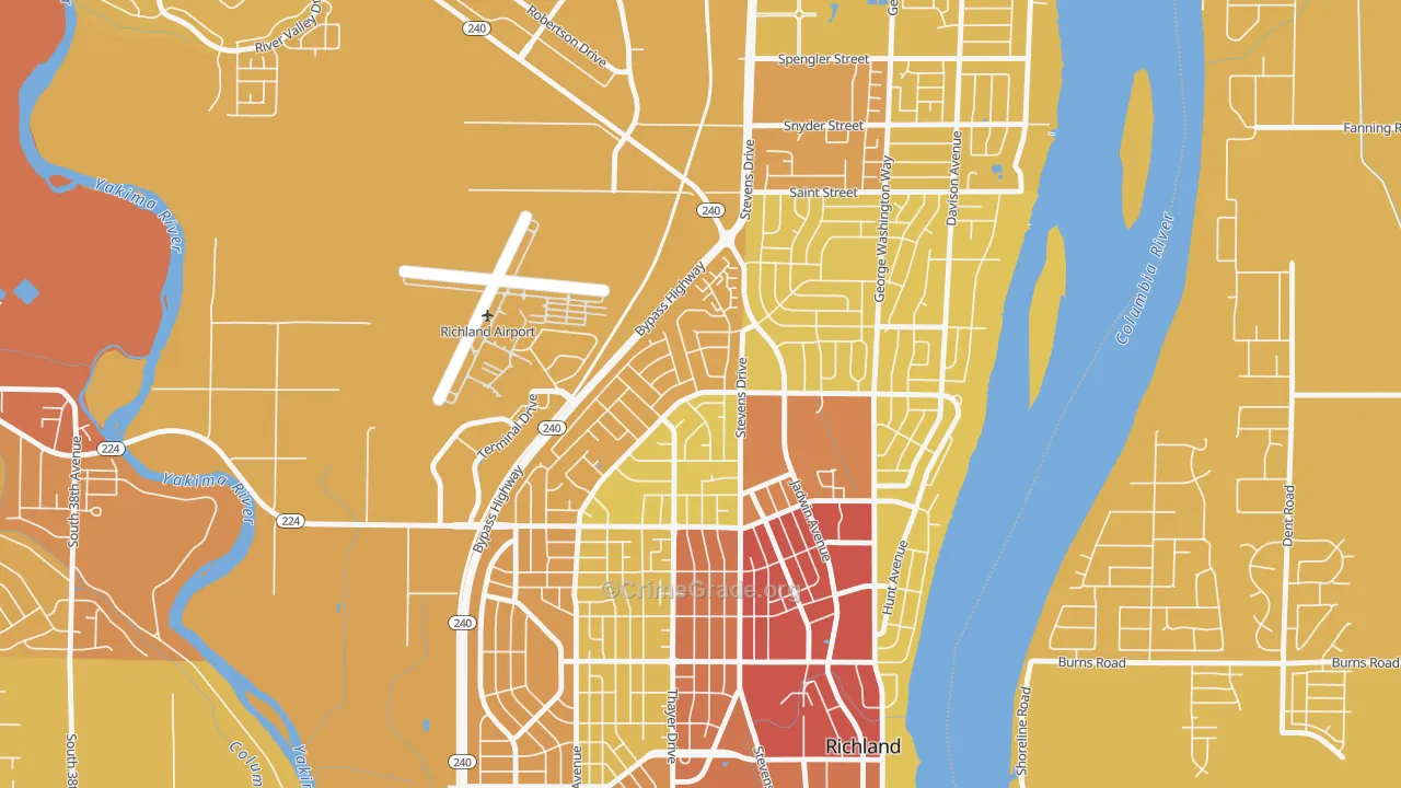 Stevens Triangle, Richland, WA Map of Drug-Related Crime Rates