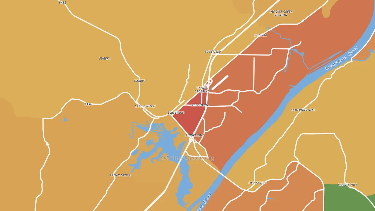 Stevenson, AL Map of Drug-Related Crime Rates