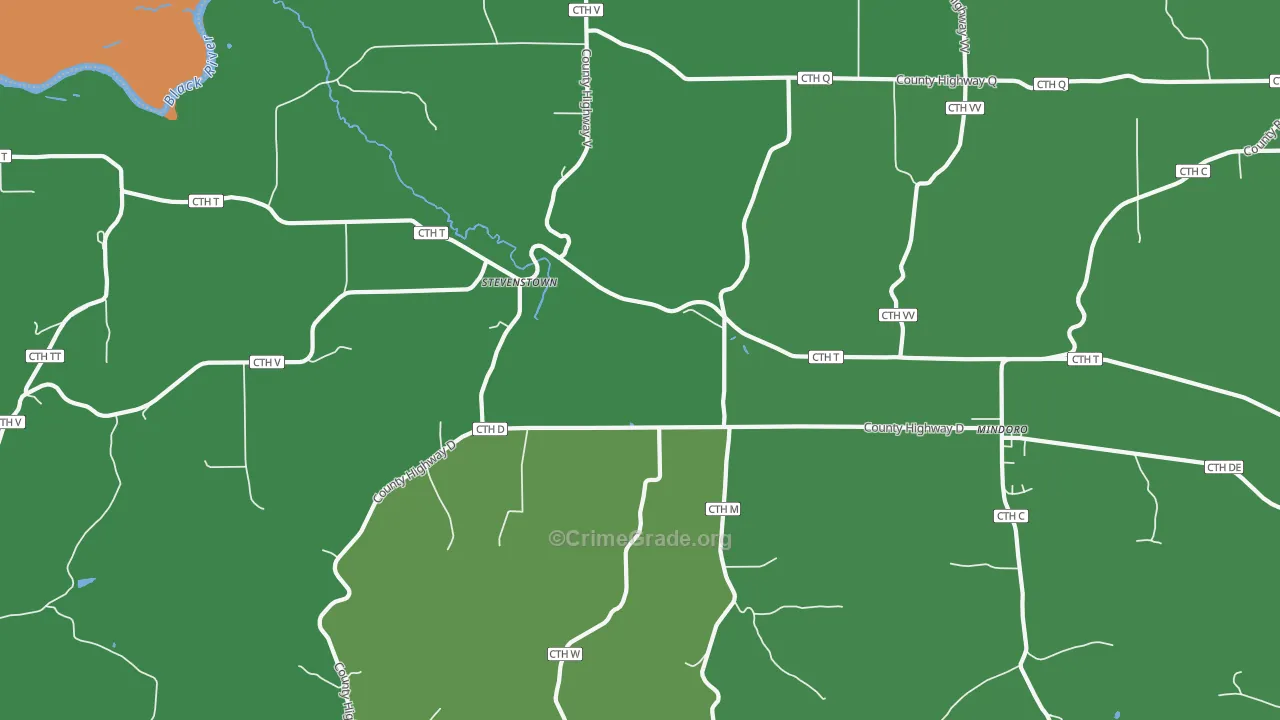 Stevenstown, WI Map of Drug-Related Crime Rates