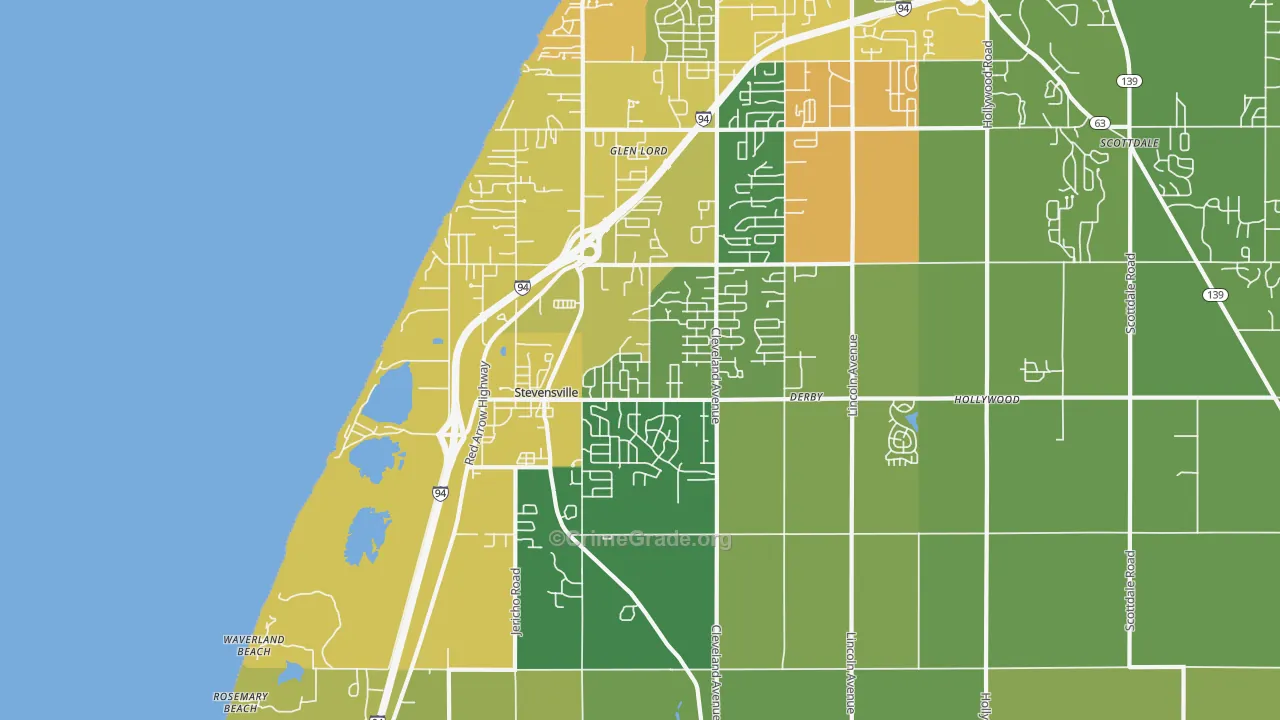 Stevensville, MI Map of Drug-Related Crime Rates