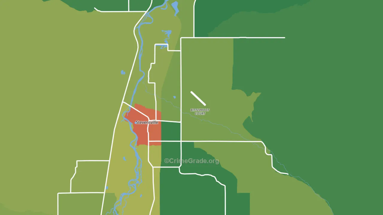 Stevensville, MT Map of Drug-Related Crime Rates