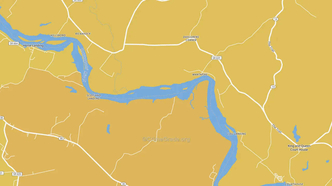 Stevensville, VA Map of Drug-Related Crime Rates