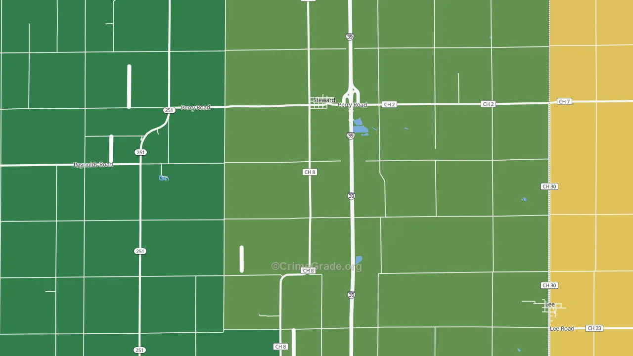 Steward, IL Map of Drug-Related Crime Rates