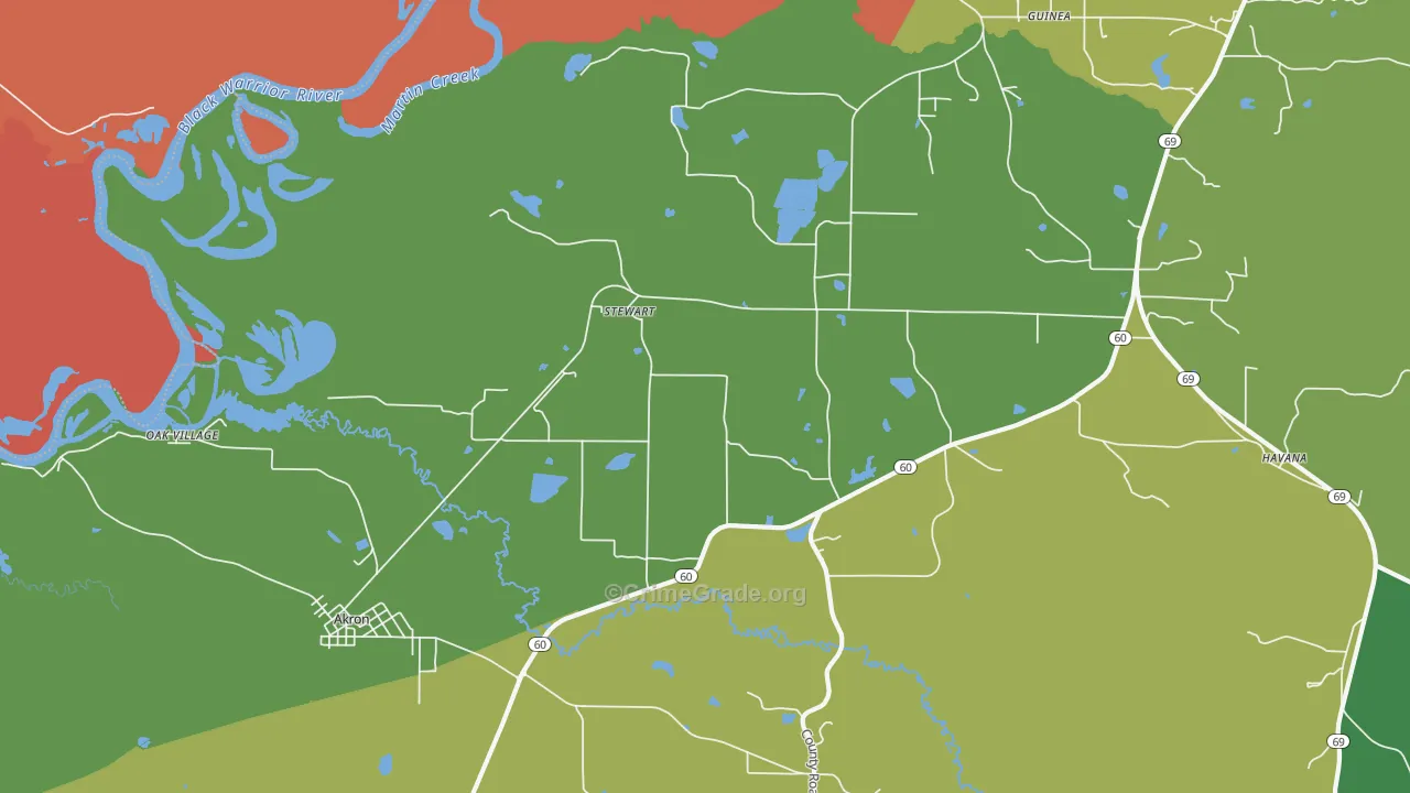 Stewart, AL Map of Drug-Related Crime Rates