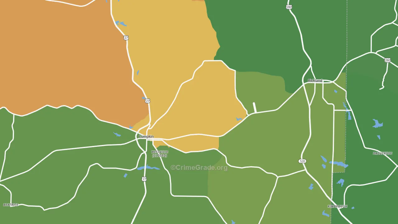 Stewart County, GA Map of Drug-Related Crime Rates