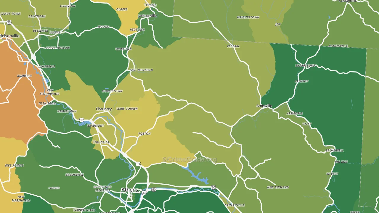 Stewart, OH Map of Drug-Related Crime Rates