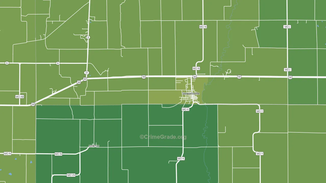 Stewartsville, MO Map of Drug-Related Crime Rates