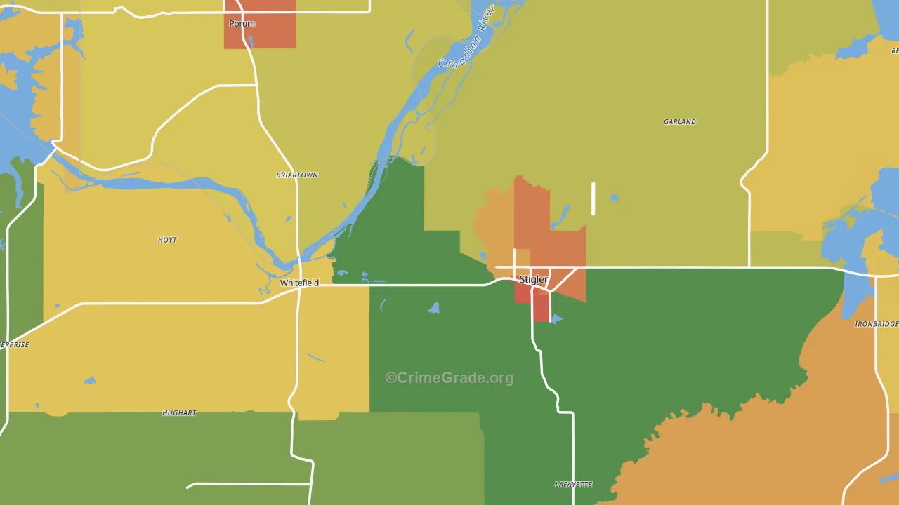Stigler, OK Map of Drug-Related Crime Rates
